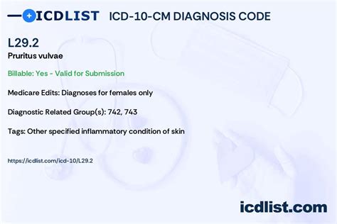 Pruritus vulvae icd 10 - Search Results. 500 results found. Showing 26-50: ICD-10-CM Diagnosis Code T81.69XD [convert to ICD-9-CM] Other acute reaction to foreign substance accidentally left during a procedure, subsequent encounter. Oth acute reaction to foreign sub acc left dur proc, subs. ICD-10-CM Diagnosis Code T78.40. Allergy, unspecified.
